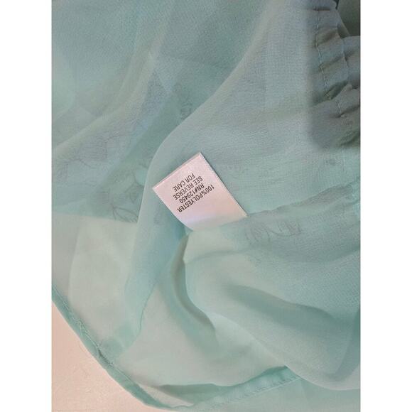 Apt. 9 Women’s Baby Blue Floral Semi-Sheer Lined Blouse - Size Large - Picture 6 of 9